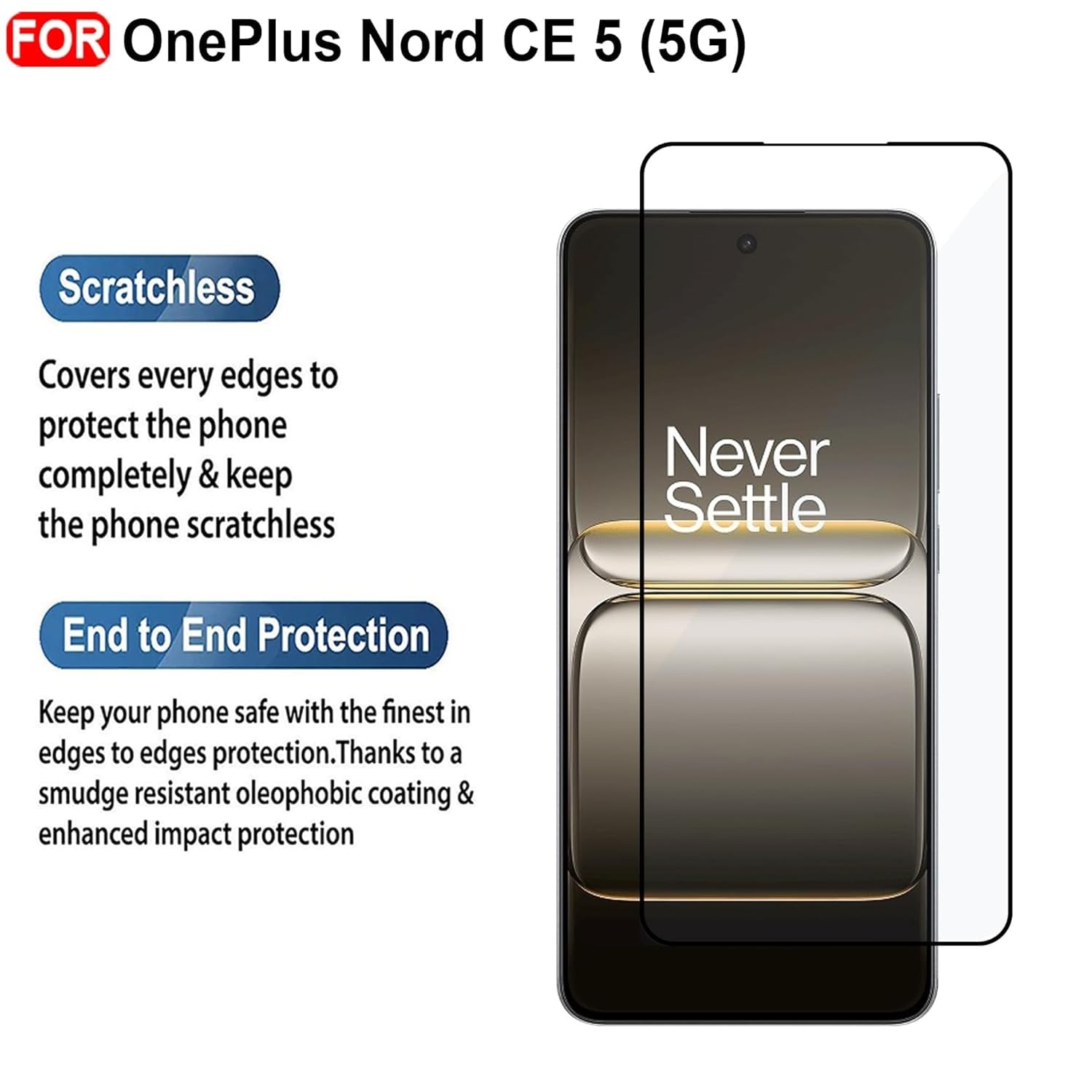 Picture of Tempered Glass for OnePlus Nord CE5 / CE 5 (5G) – Full HD Screen Protector with Edge-to-Edge Coverage, Anti-Scratch Protection & Easy Installation Kit (Black)