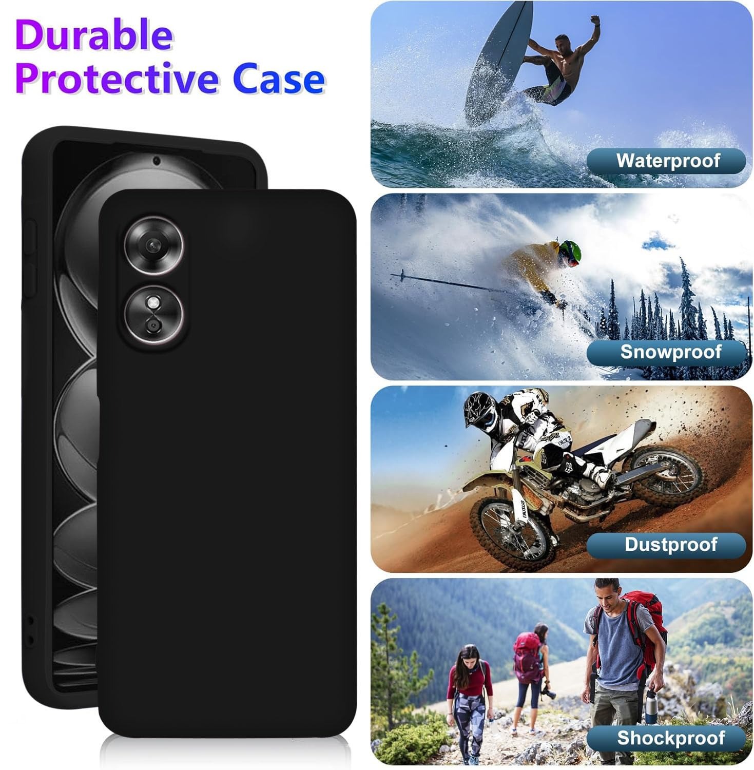 Picture of For OPPO A17 Liquid Silicone Soft Gel Rubber Shockproof Back Cover