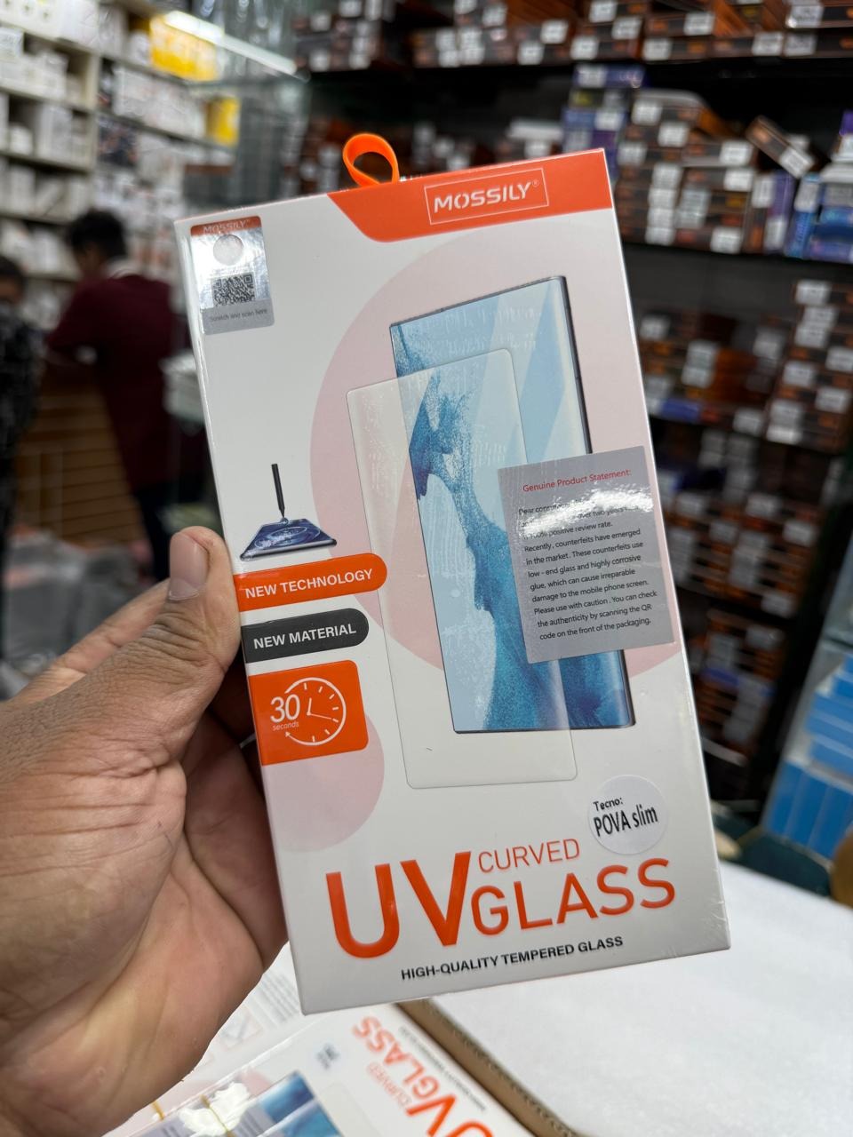 Picture of Tecno Pova Slim Mossily UV Glue Curved Tempered Glass Screen Protector For Tecno Pova Slim Gorilla Glass Protector With Easy Installation Full Kit