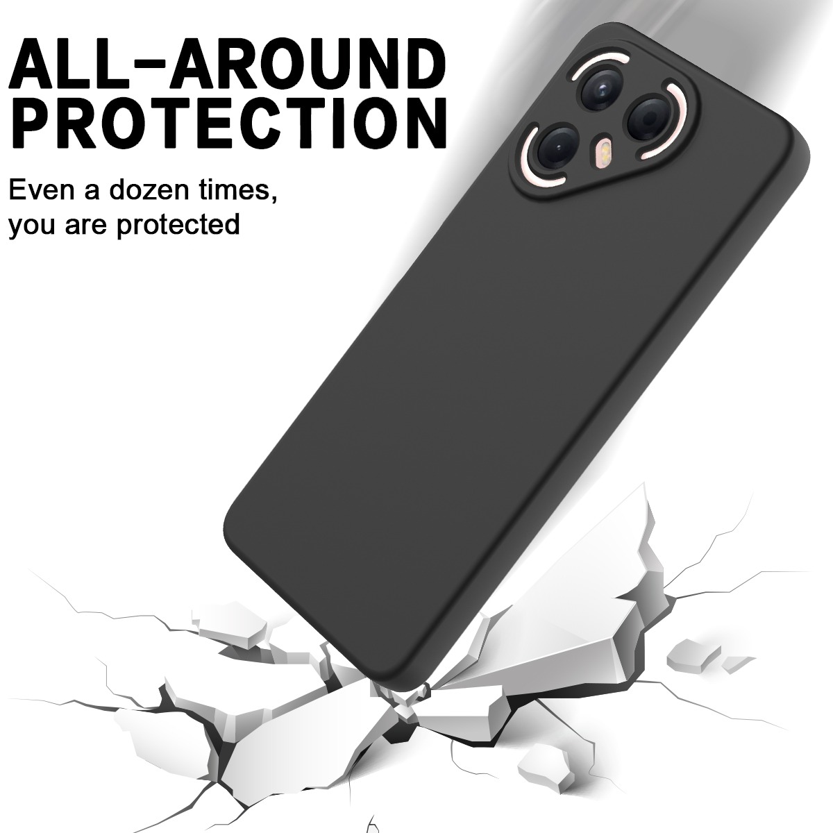 Picture of Tecno Pova 7 Pro Silicone Matte Flexible Soft Phone Case - Black - Phone Back Cover