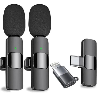 Picture of K9 Wireless Dual Microphone Professional Lapel Lavalier Microphone Remove Noise For Type C+Apple
