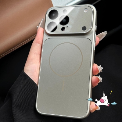 Picture of Fashion Orange Glass Case Compatible for IPhone 17 Pro Max 16 15 14 13 Pro Max Air Luxury Glass Matte Magnetic Wireless Charging Cover