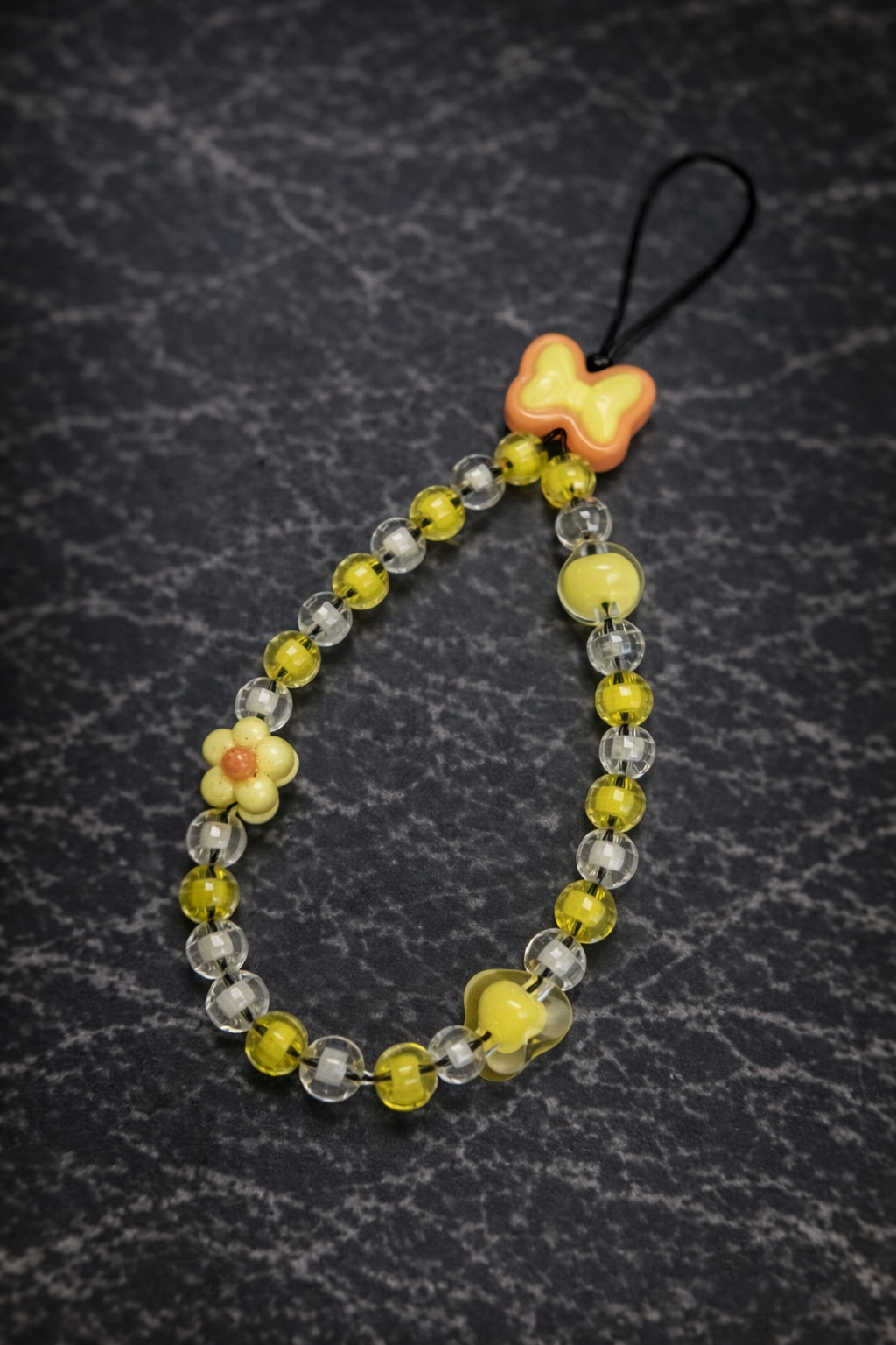 Picture of Colored bead petal Lanyard for IPhone Anti-Lost Bracelet for Samsung Mobile Phone Case Wrist Strap Car Keychain Cute Phone Charm