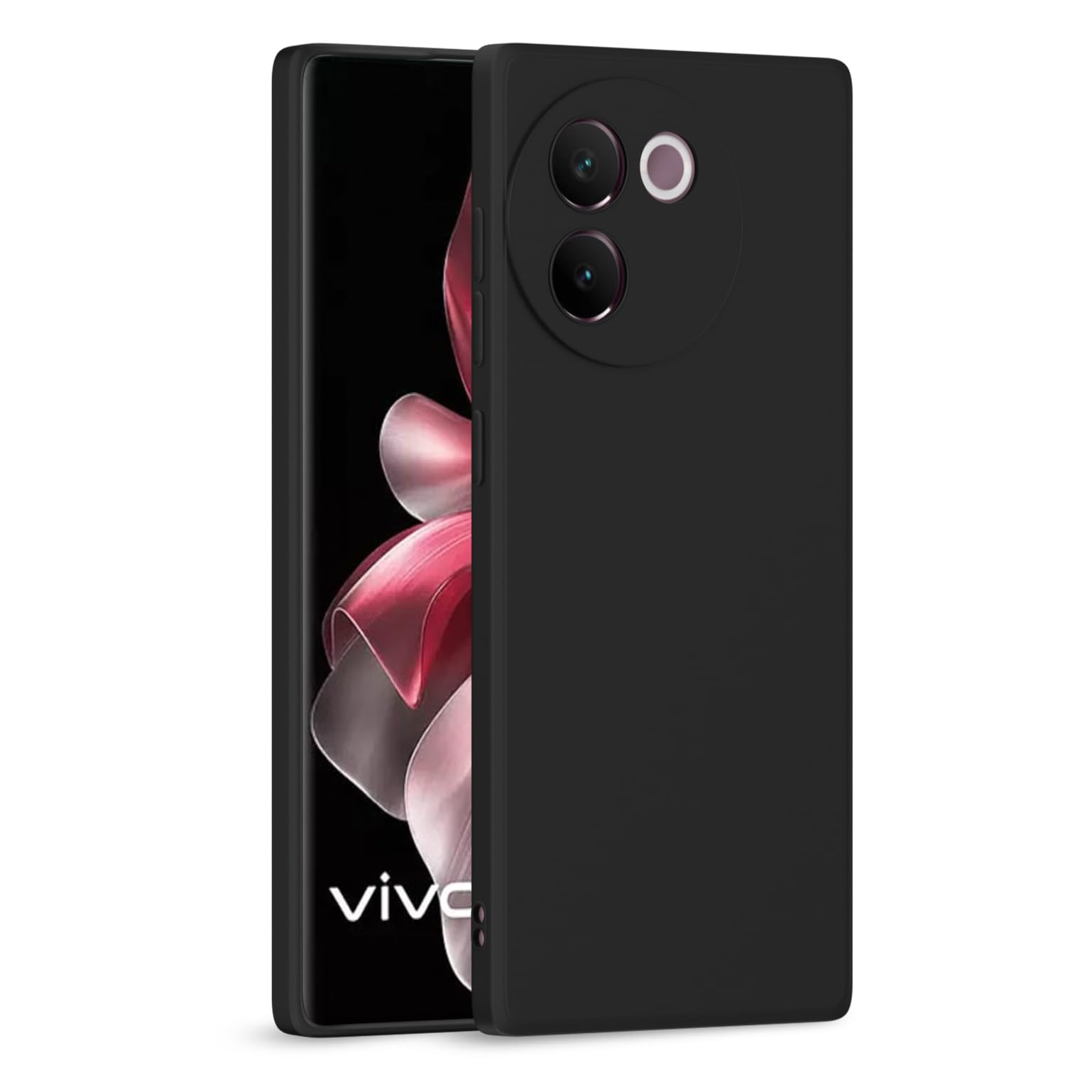 Picture of Vivo V30e 5G Back Cover Camera Protection Shockproof Soft Matte Silicone Back Case for Vivo V30e 5G (Black)