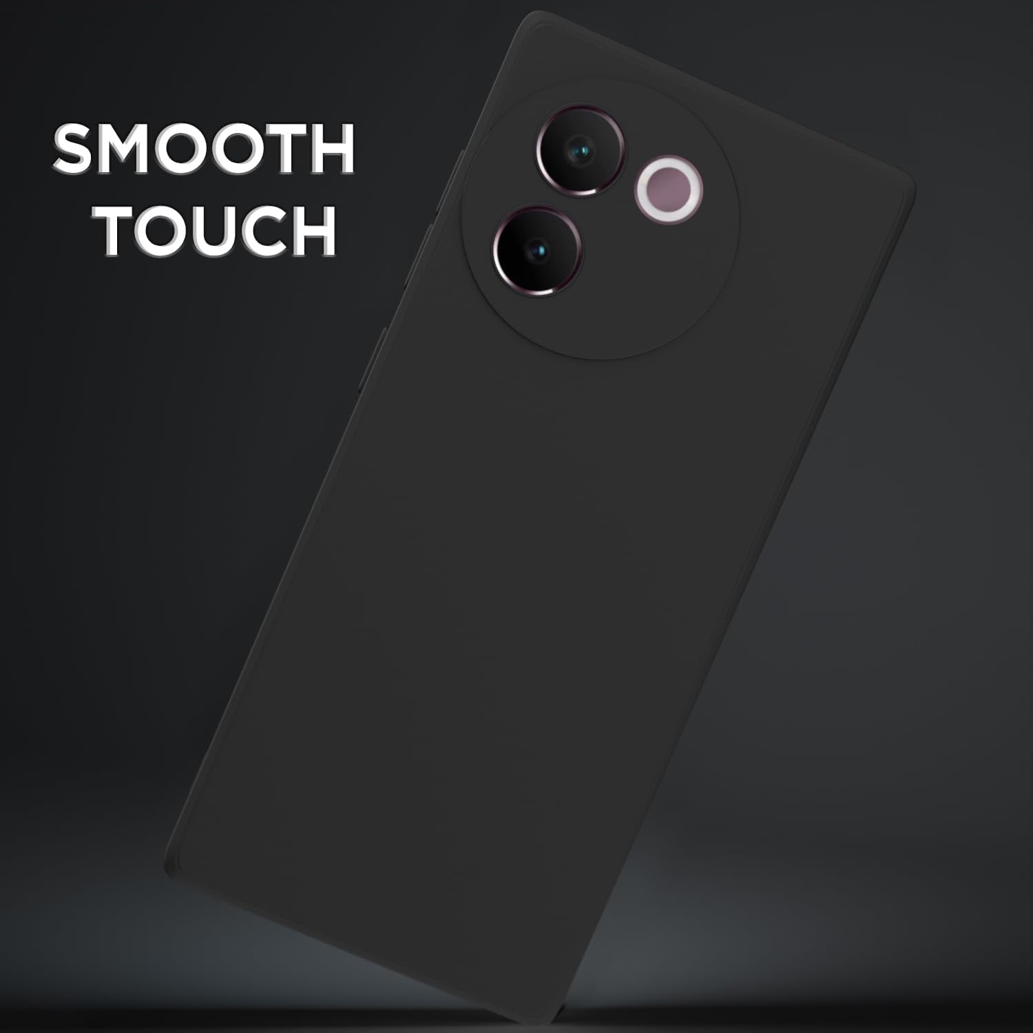 Picture of Vivo V30e 5G Back Cover Camera Protection Shockproof Soft Matte Silicone Back Case for Vivo V30e 5G (Black)
