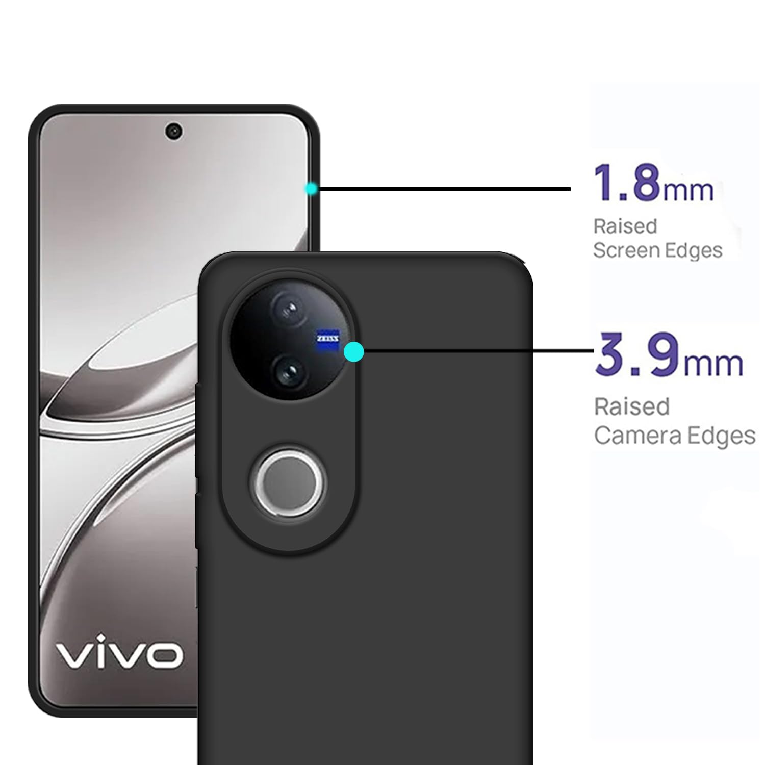 Picture of Matte Finish Soft Back Case Cover for Vivo V50 / V50e / Vivo T4R (5G) - Black