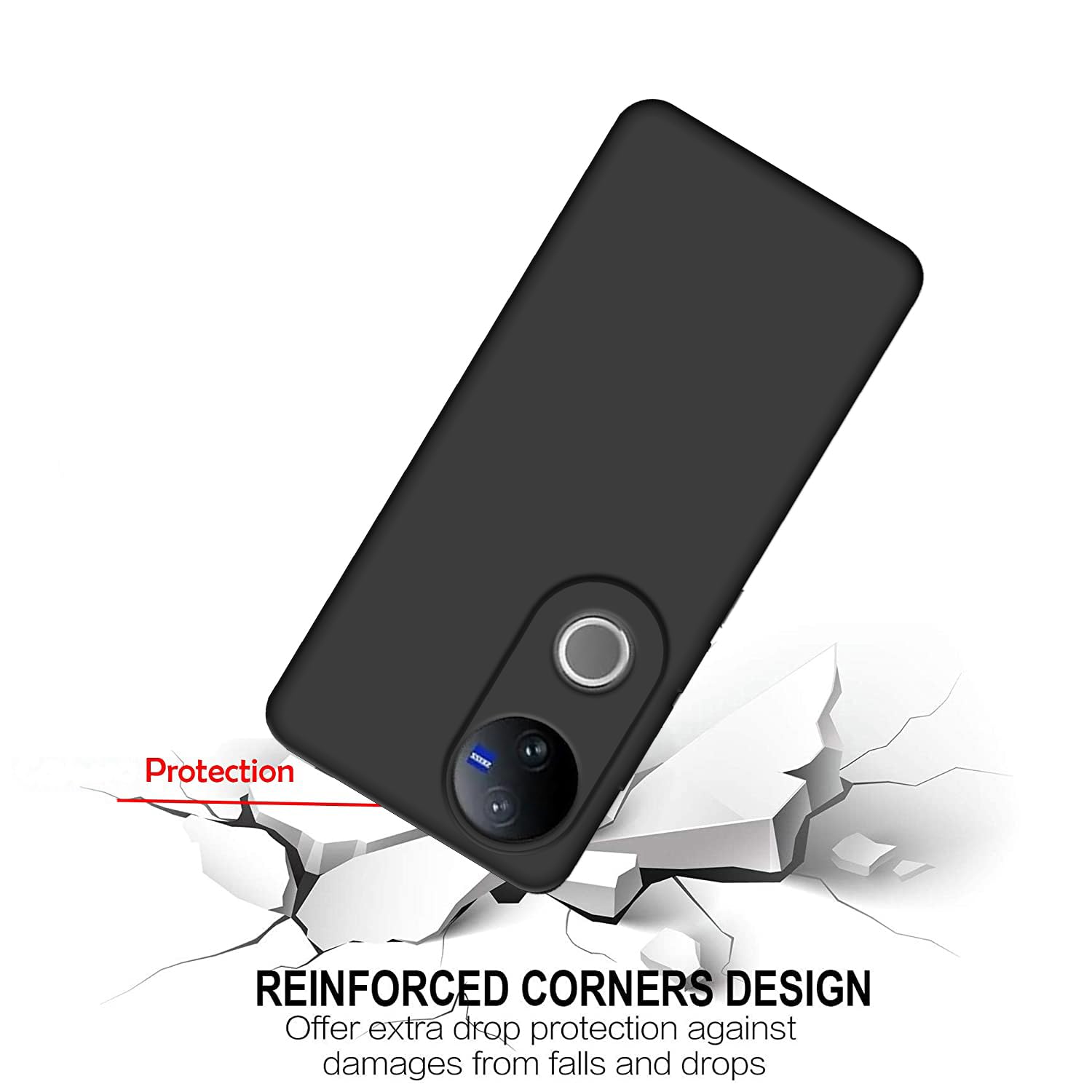 Picture of Matte Finish Soft Back Case Cover for Vivo V50 / V50e / Vivo T4R (5G) - Black