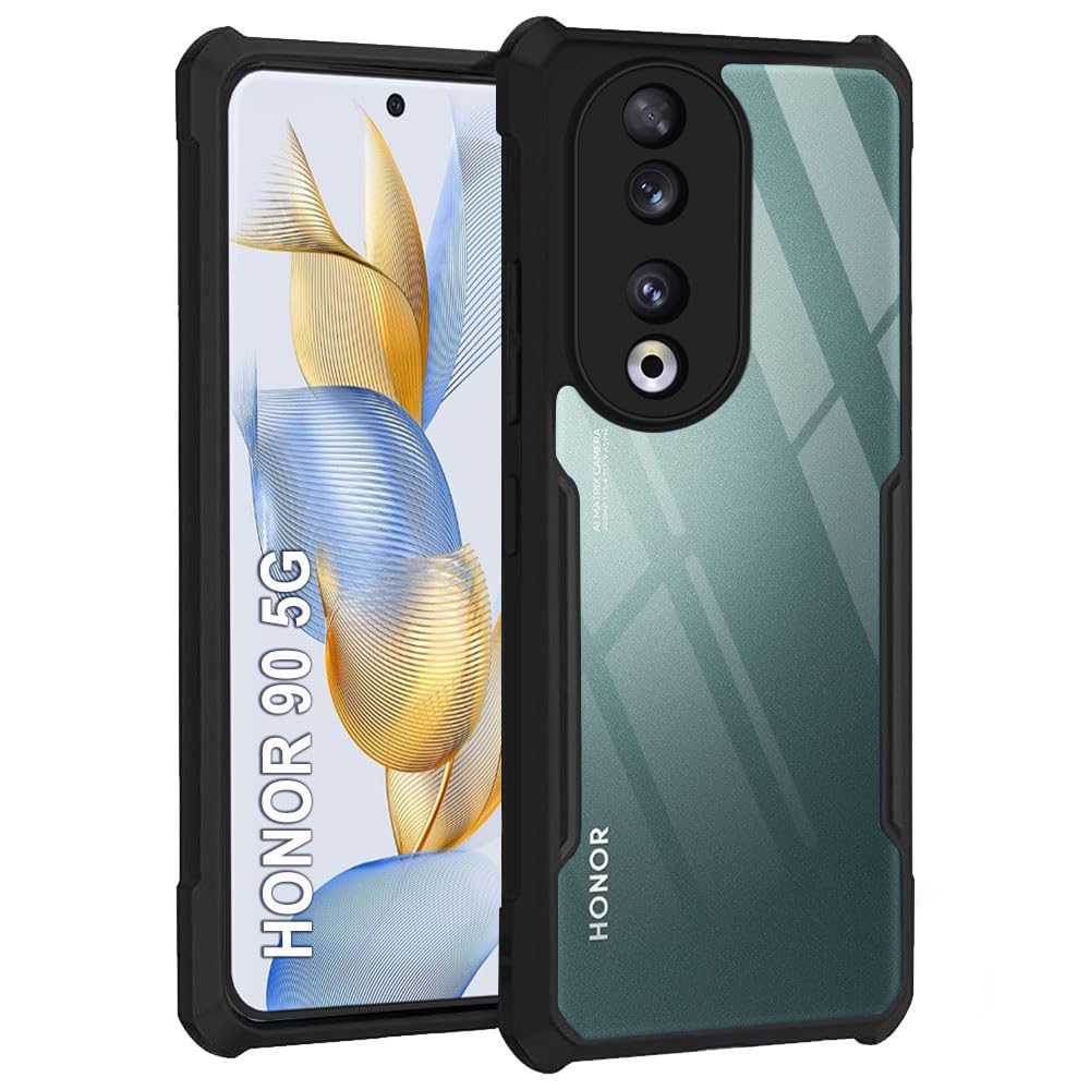Picture of TheGiftKart Shockproof Crystal Clear Back Cover Case for Honor 90 5G | 360 Degree Protection | Protective Design | Transparent Back Cover Case for Honor 90 5G (PC & TPU, Black Bumper)