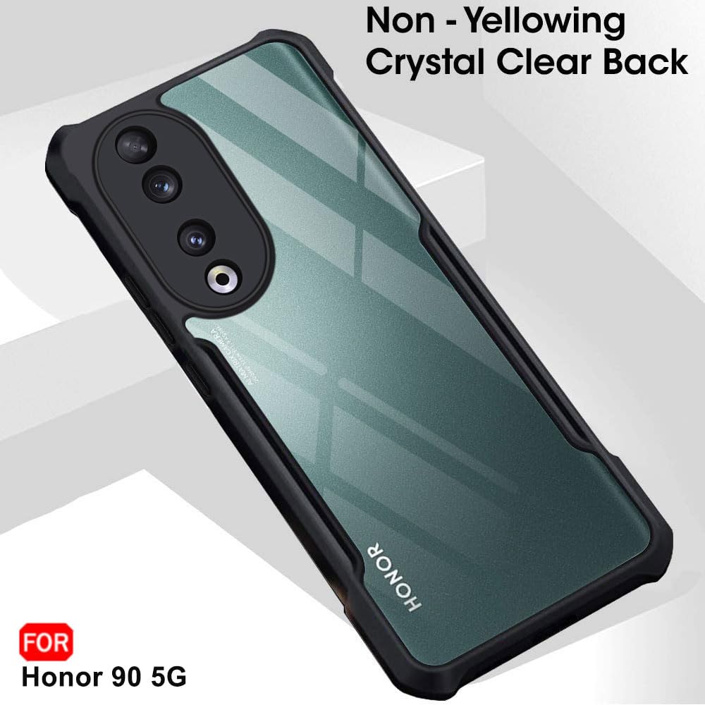 Picture of TheGiftKart Shockproof Crystal Clear Back Cover Case for Honor 90 5G | 360 Degree Protection | Protective Design | Transparent Back Cover Case for Honor 90 5G (PC & TPU, Black Bumper)