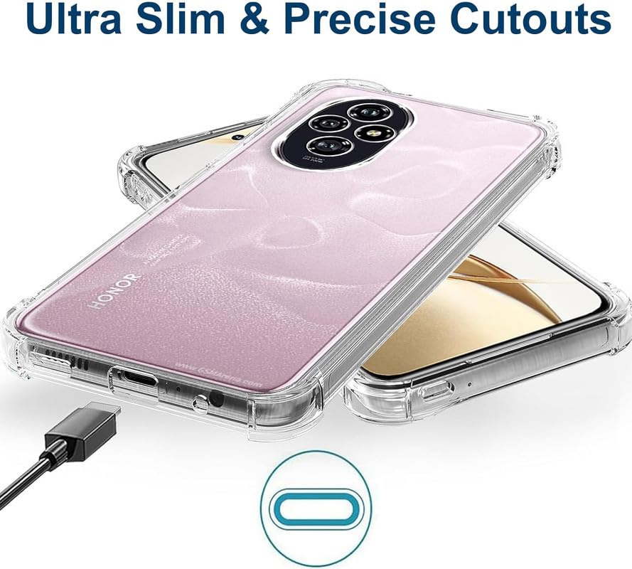 Picture of Flexible Shockproof Crystal Clear TPU Soft Bumper Back Cover with Cushioned Edges Back Cover for Honor 200 Pro 5G -Transparent