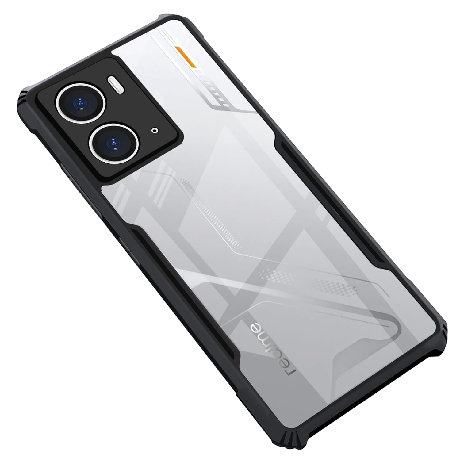 Picture of Realme P3 (5G) Back Case Cover | Camera Protection Shockproof Bumper-Edge | Acrylic Crystal Clear 360 Degree Protection TPU+PC | Transparent Eagle Back Case Cover (Black)