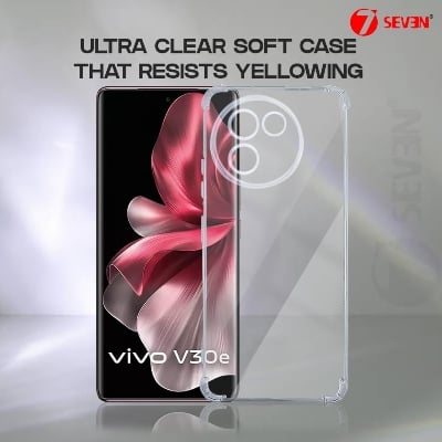 Picture of Back Cover for VIVO V30E 5G Transparent Mobile Back Case Shock Proof Design Camera Edges Protection Crystal Clear Phone Case Silicon Soft TPU and Flexible Bumper Phone Cover