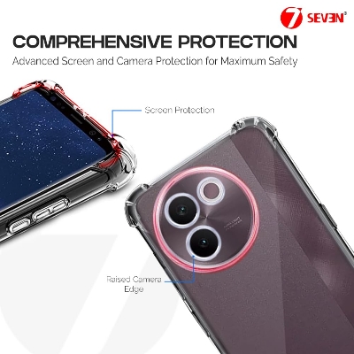 Picture of Back Cover for VIVO V30E 5G Transparent Mobile Back Case Shock Proof Design Camera Edges Protection Crystal Clear Phone Case Silicon Soft TPU and Flexible Bumper Phone Cover