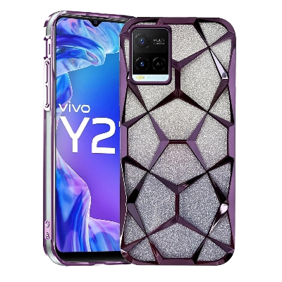 Picture of Glitter Case Compatible for Vivo Y21/ Y21T/ Y21A/ Y21e/ Y33s/ Y33T/ T1x Luxury 3D, Diamond Bling Shiny Soft TPU Clear Shockproof Women & Teen Girls Protective Cover