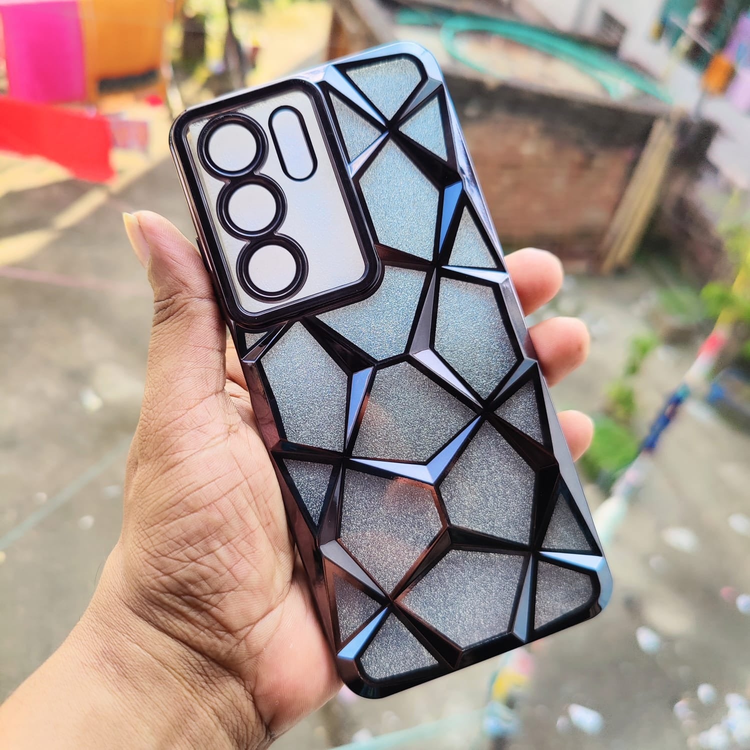 Picture of Glitter Case Compatible for Realme C75 / Realme 14X Luxury Electroplated 3D Cube, Diamond Bling Shiny Soft TPU Clear Shockproof Case Women & Teen Girls Protective Phone Cover