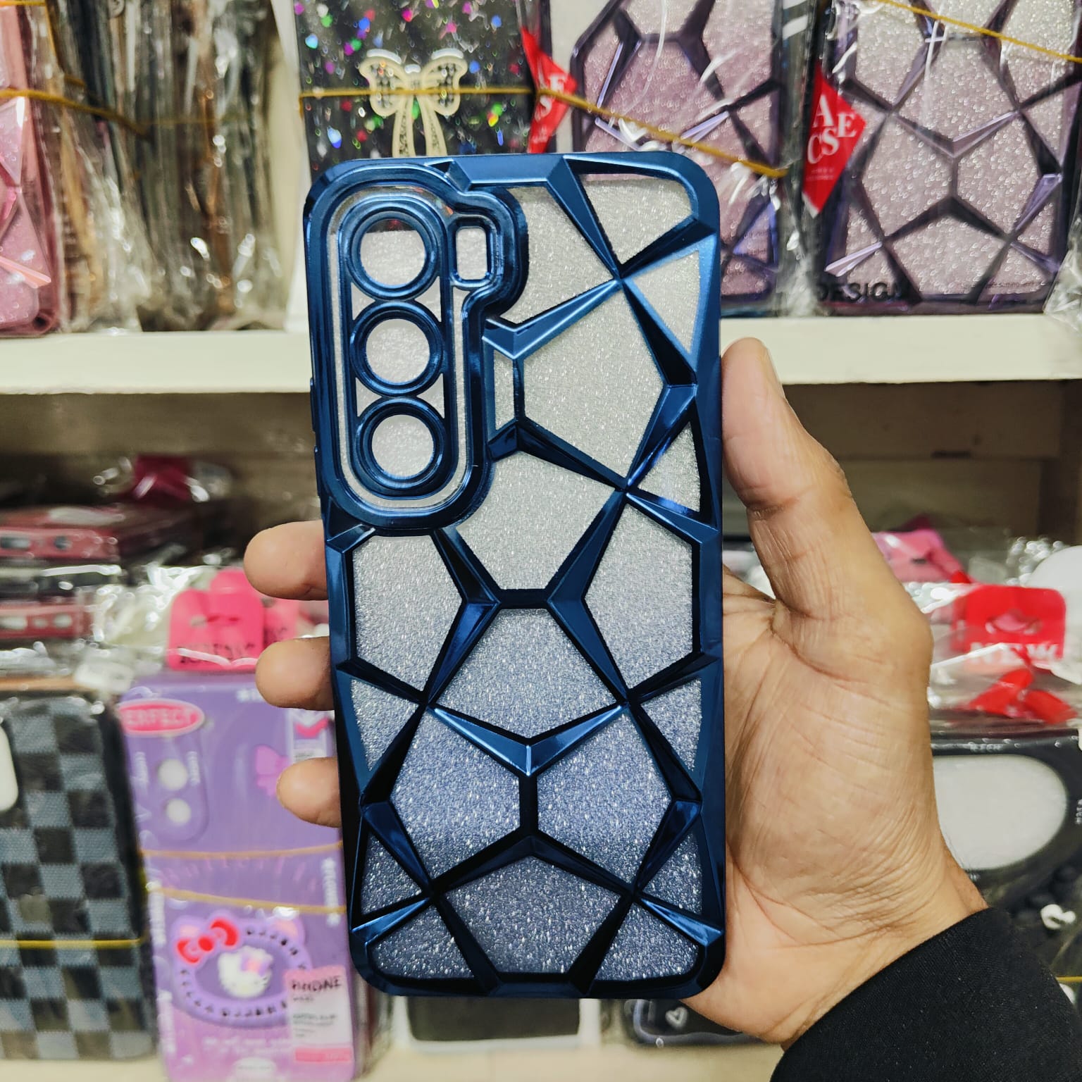 Picture of Glitter Case Compatible for Infinix Hot 50 Pro/Infinix Hot 50 Pro Plus/Infinix Hot 50i/Infinix Hot 50 Luxury Electroplated 3D Cube, Diamond Bling Shiny Soft TPU Clear Shockproof Case Women & Teen Girls Protective Phone Cove