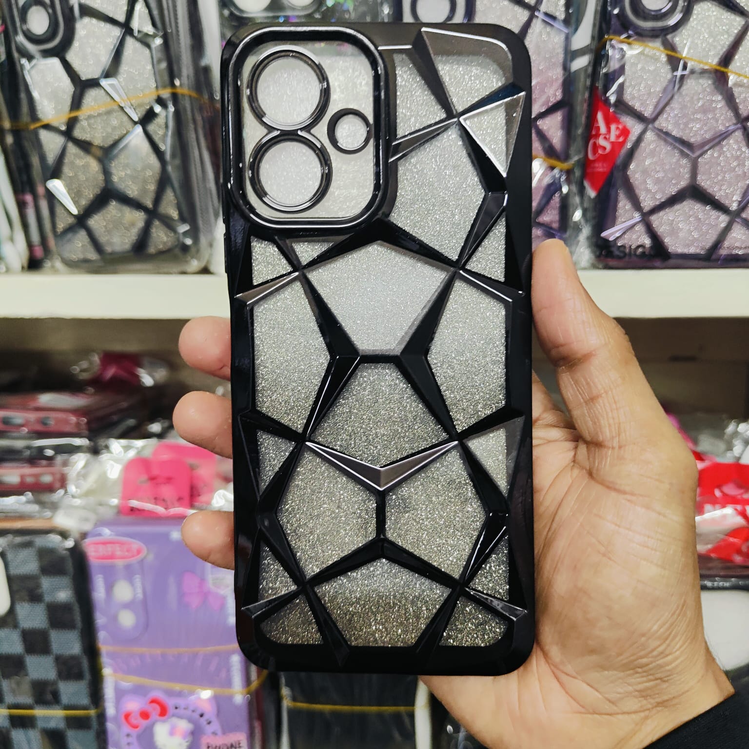 Picture of Glitter Case Compatible for  Infinix Smart 10, Tecno Pop 10, Tecno Spark Go 2 4g, X6725 Luxury Electroplated 3D Cube, Diamond Bling Shiny Soft TPU Clear Shockproof Case Women & Teen Girls Protective Phone Cover