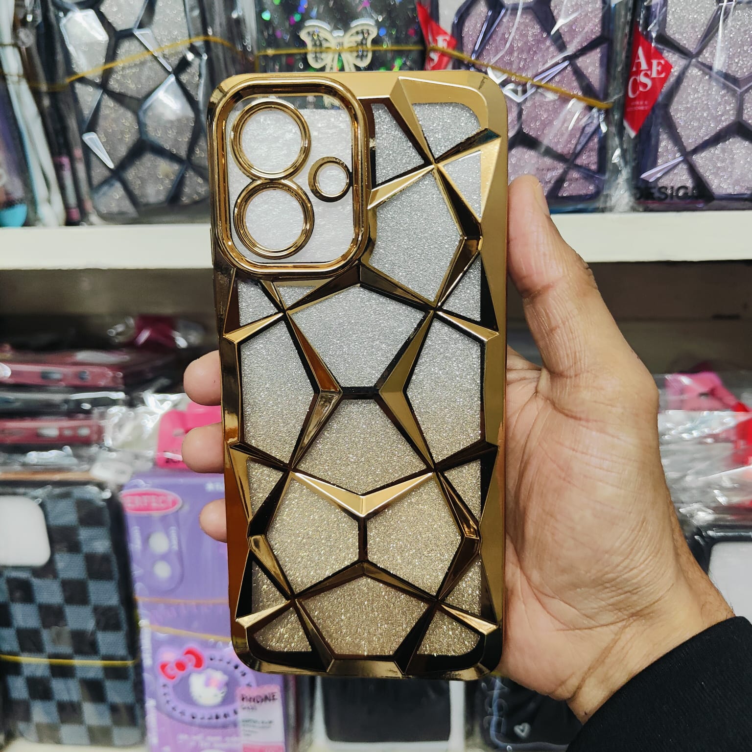 Picture of Glitter Case Compatible for  Infinix Smart 10, Tecno Pop 10, Tecno Spark Go 2 4g, X6725 Luxury Electroplated 3D Cube, Diamond Bling Shiny Soft TPU Clear Shockproof Case Women & Teen Girls Protective Phone Cover