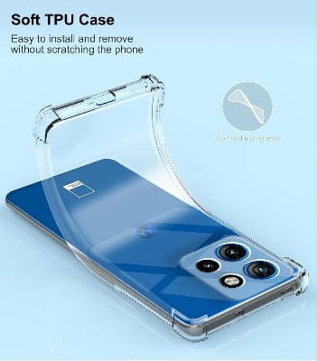 Picture of Motorola Moto Edge 50 Neo 5G ] Back Cover Bumper Protective Case for [ Motorola Moto Edge 50 Neo 5G ] Silicone Flexible TPU Back Cover Case - Transparent