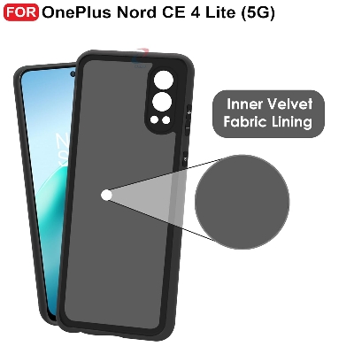 Picture of CEDO OnePlus Nord CE 4 lite / CE4 lite (5G) Back Cover | Camera Bump Protection & Inner Velvet Fabric Lining | Ultra Slim Matte Soft Rubberised Case Cover (Black)