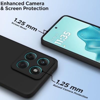 Picture of Back Cover for Motorola Moto Edge 60 5G / Motorola Moto Edge 60 Fusion 5G | Camera Protection Shockproof Soft Matte Silicone Bumper Case (Black)