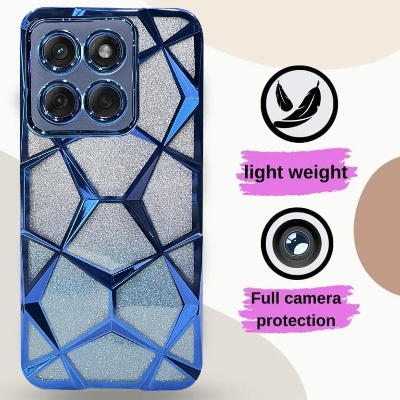 Picture of Glitter Geometric Case for Motorola G86 Power/G86 Electroplated 3D Cube Diamond Bling Shiny Shockproof Stylish Design Slim Protective Back Cover for Girls & Women