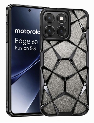 Picture of Glitter Geometric Case for Motorola G86 Power/G86 Electroplated 3D Cube Diamond Bling Shiny Shockproof Stylish Design Slim Protective Back Cover for Girls & Women