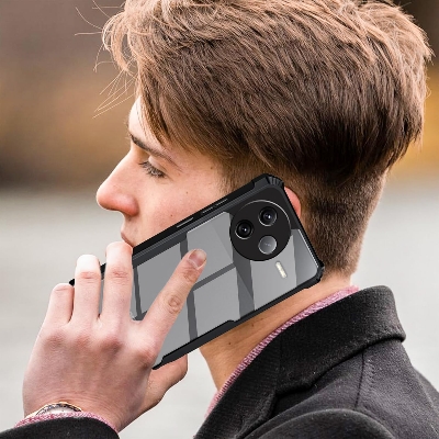 Picture of ack Cover Case for Redmi K80 5G | 360 Degree Protection | Transparent Back Cover Case for Redmi K80 5G (PC & TPU, Black Bumper)