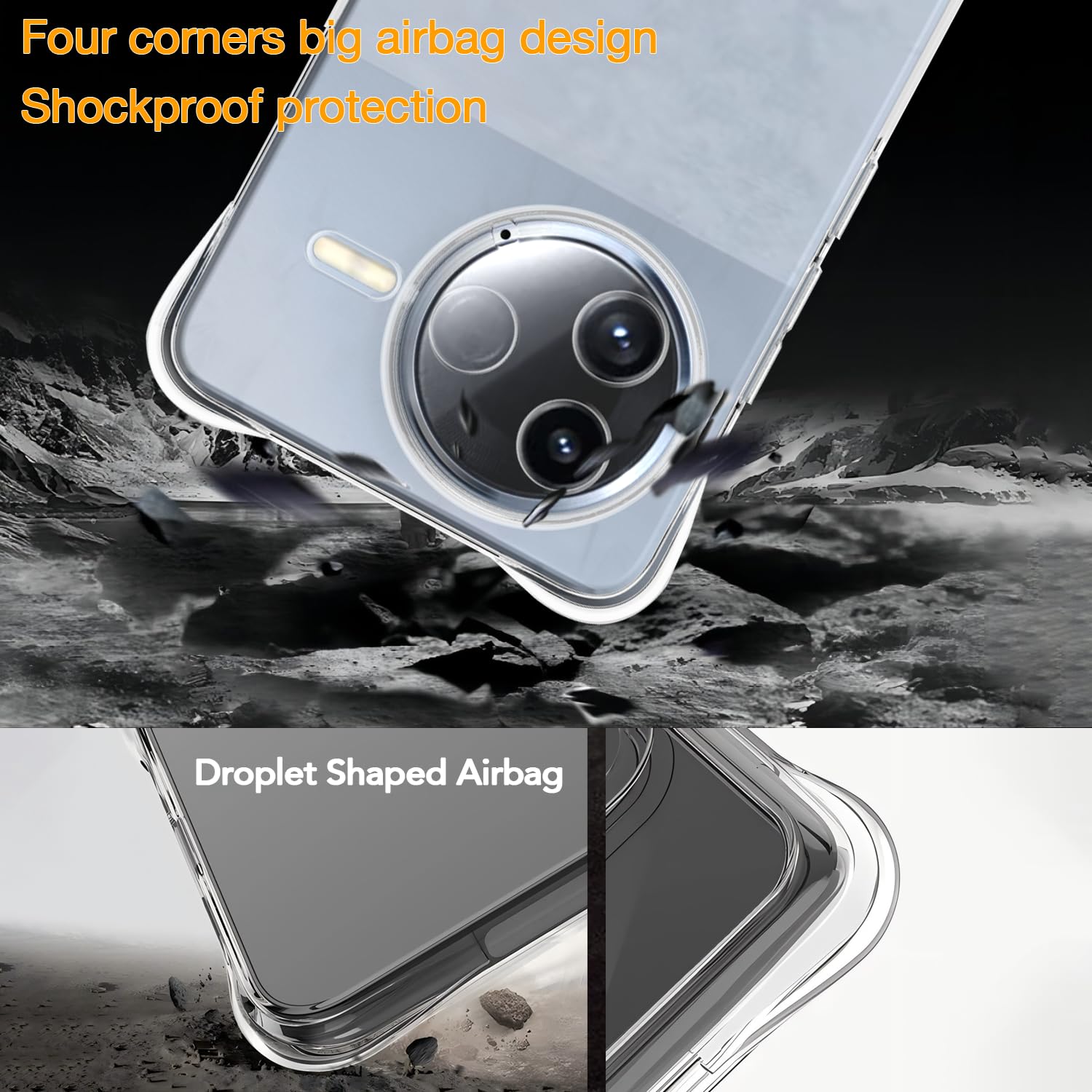 Picture of Case for Xiaomi Poco F7 Pro 5G/Redmi K80 5G Clear TPU Four Corners Military-Grade Protection Cover Transparent Soft funda