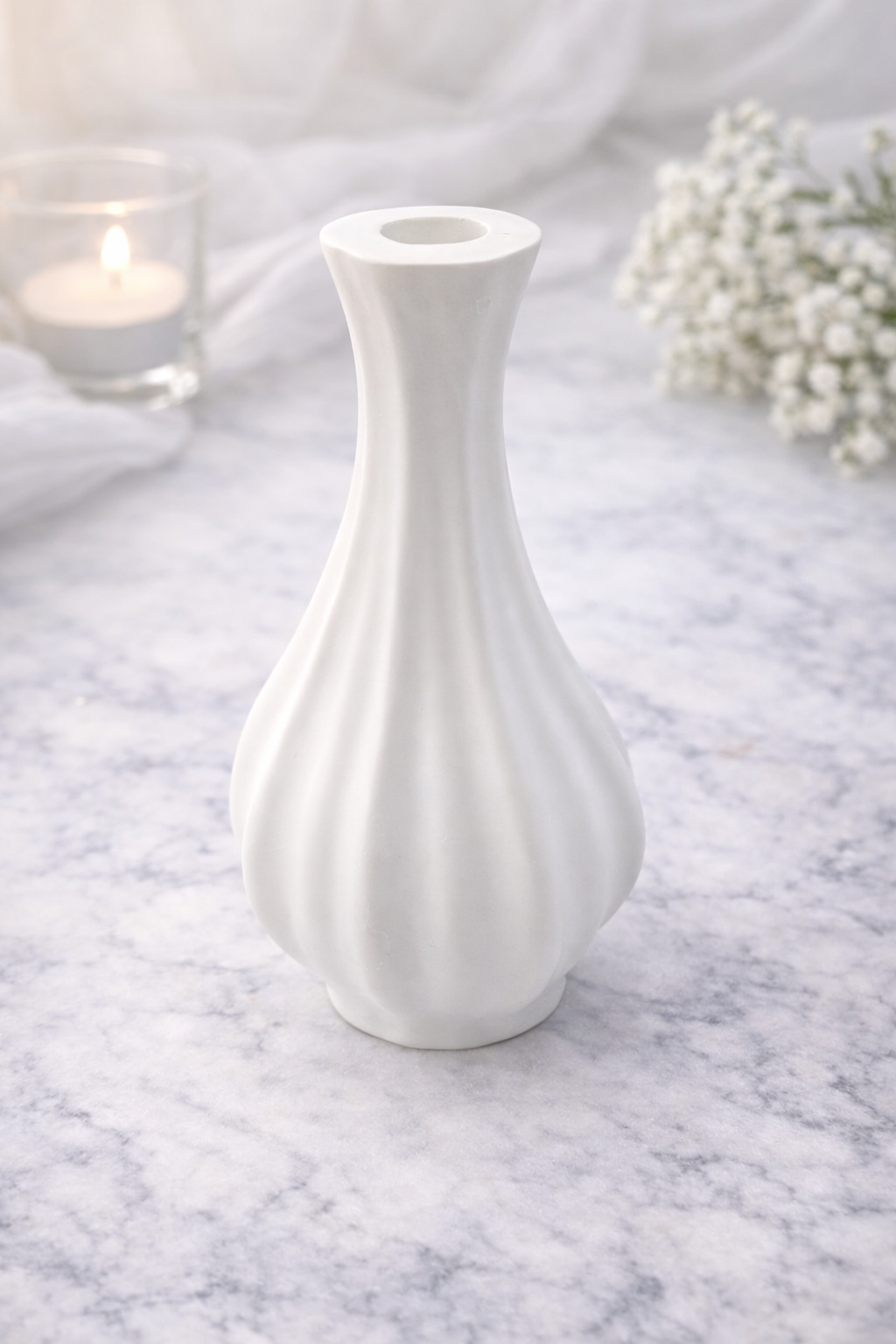Picture of Ribbed round turbine vase mini for home and living room decoration combo(set of 2 vase and a tray)