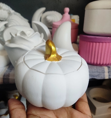 Picture of Home decorative concrete made pumpkin/jewellery box/candle holder /home decor/gift item/office table decor/living room decor. good looking showpiece