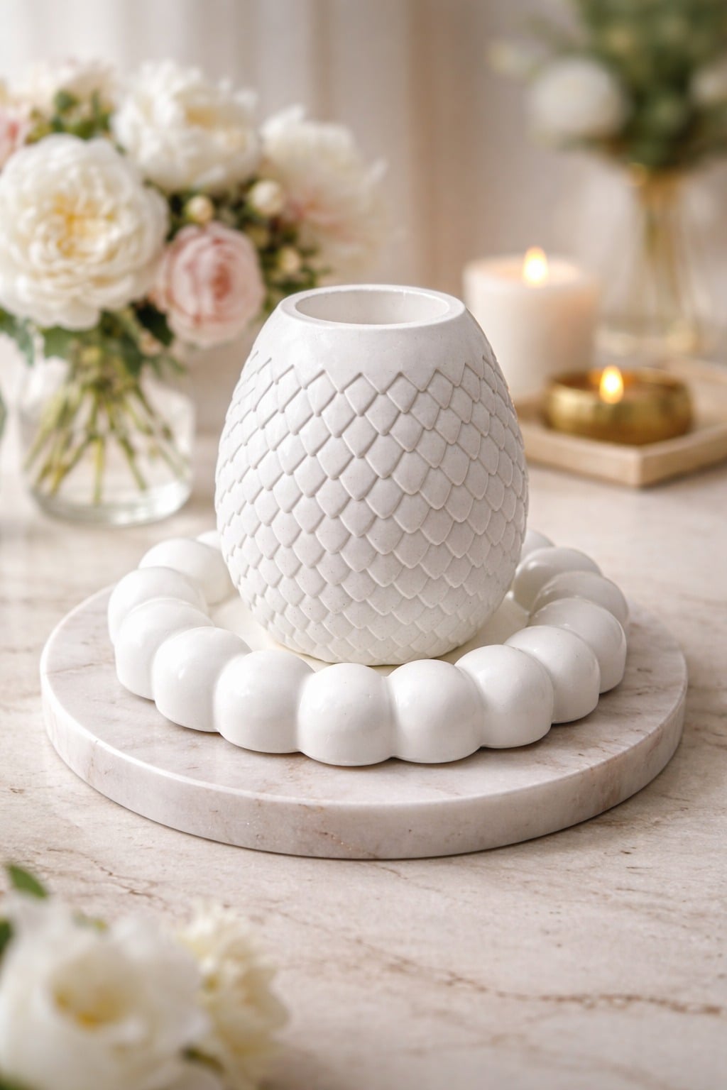 Picture of Elegant Gypsum Vase & Jar Set with Tray | Decorative Flower Holder & Storage Pot | Home Decor Gift Set | Colorful 3-Piece Combos for tray/Tube/Vase Combo (Without Flower)