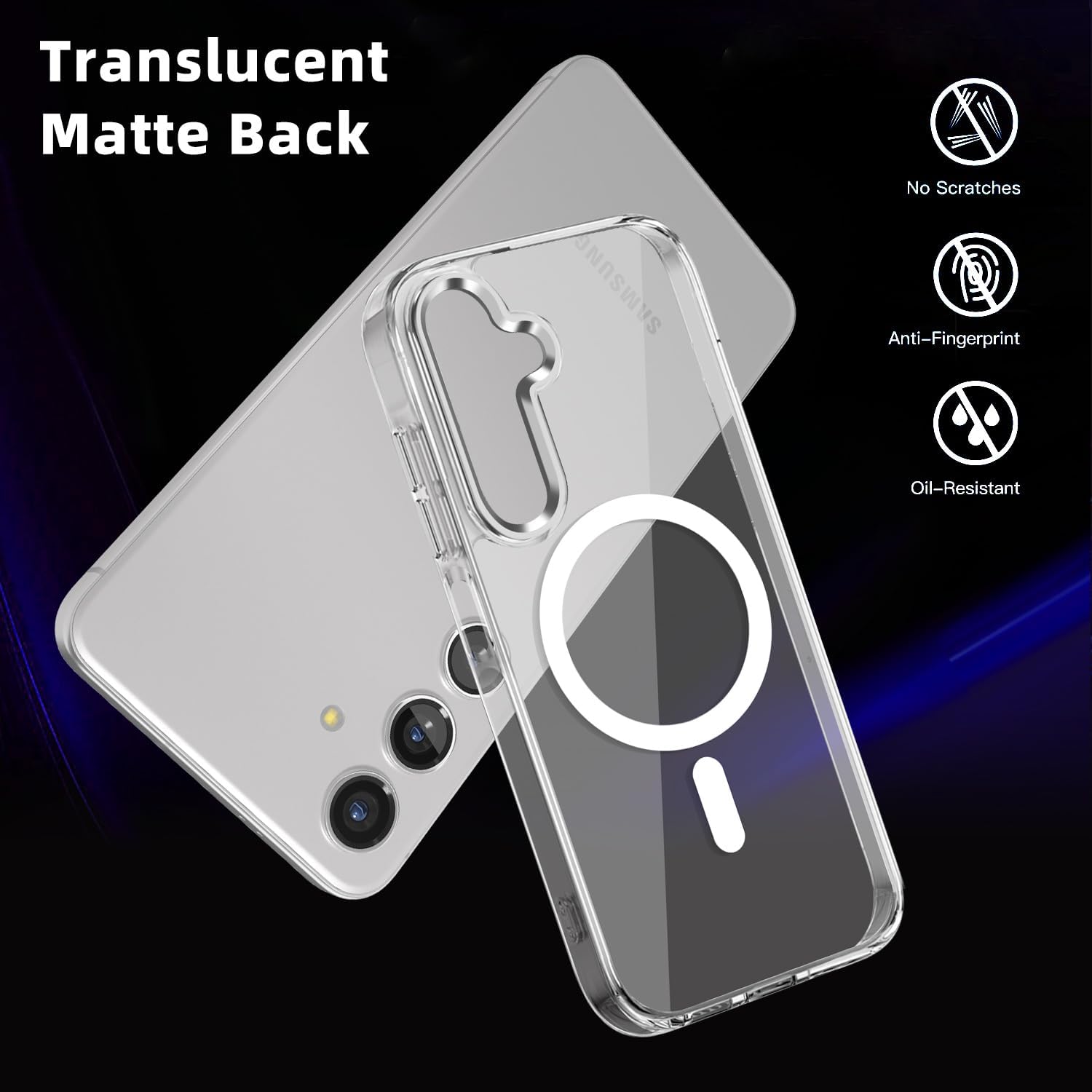 Picture of Samsung Galaxy A56/A36  / A15 / A14/ A16/ A17 / A52 / A35 Anti Yellow Phone Case Magsafe Clear Case Animation Magnetic Suffering Mobile Transparent Phone Back Cover
