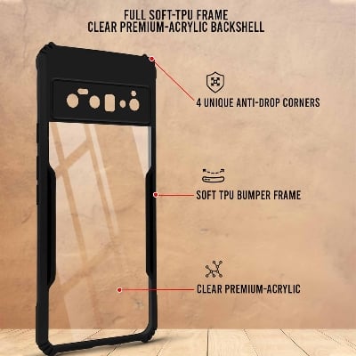 Picture of Back Cover Case Compatible with Google Pixel 6 Pro (TPU + Poly Carbonate | Matte Black)