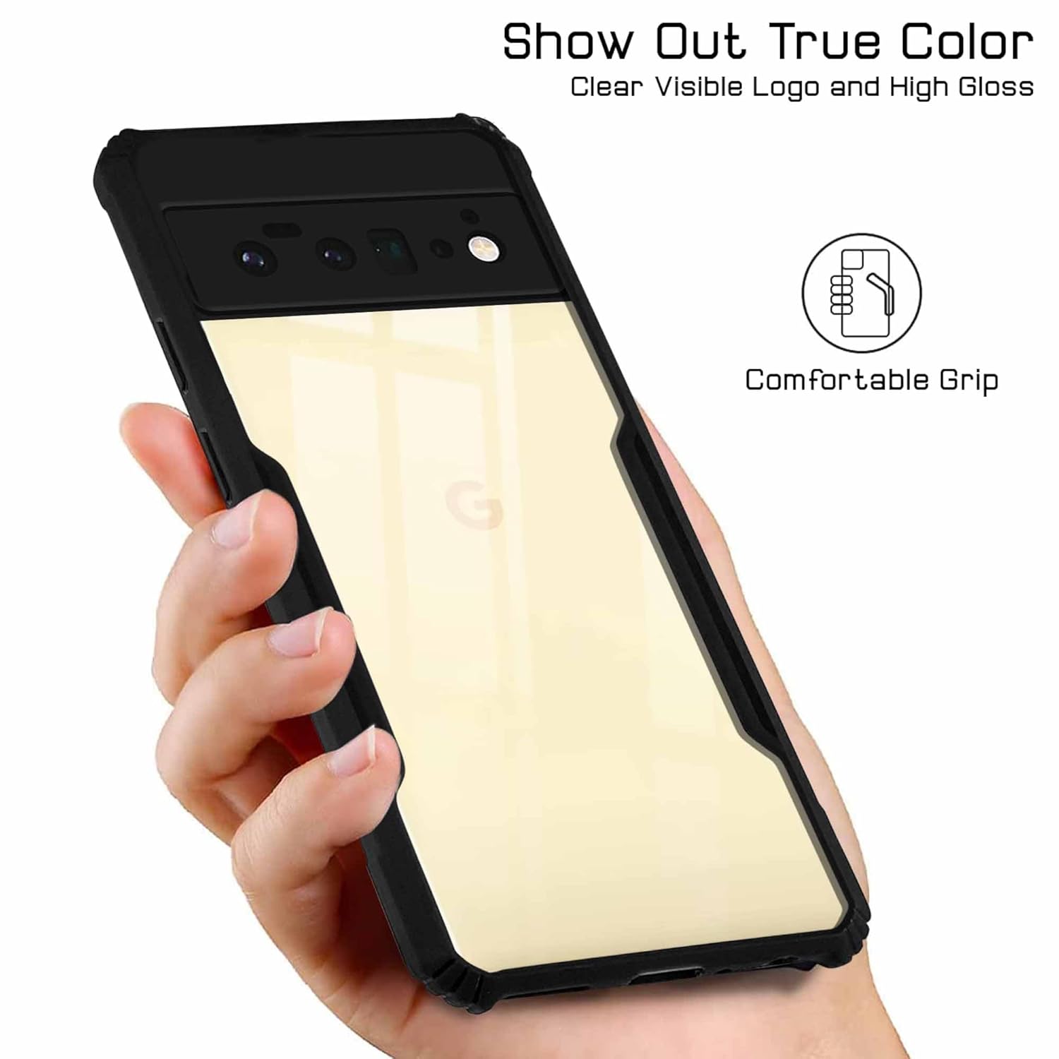 Picture of Back Cover Case Compatible with Google Pixel 6 Pro (TPU + Poly Carbonate | Matte Black)