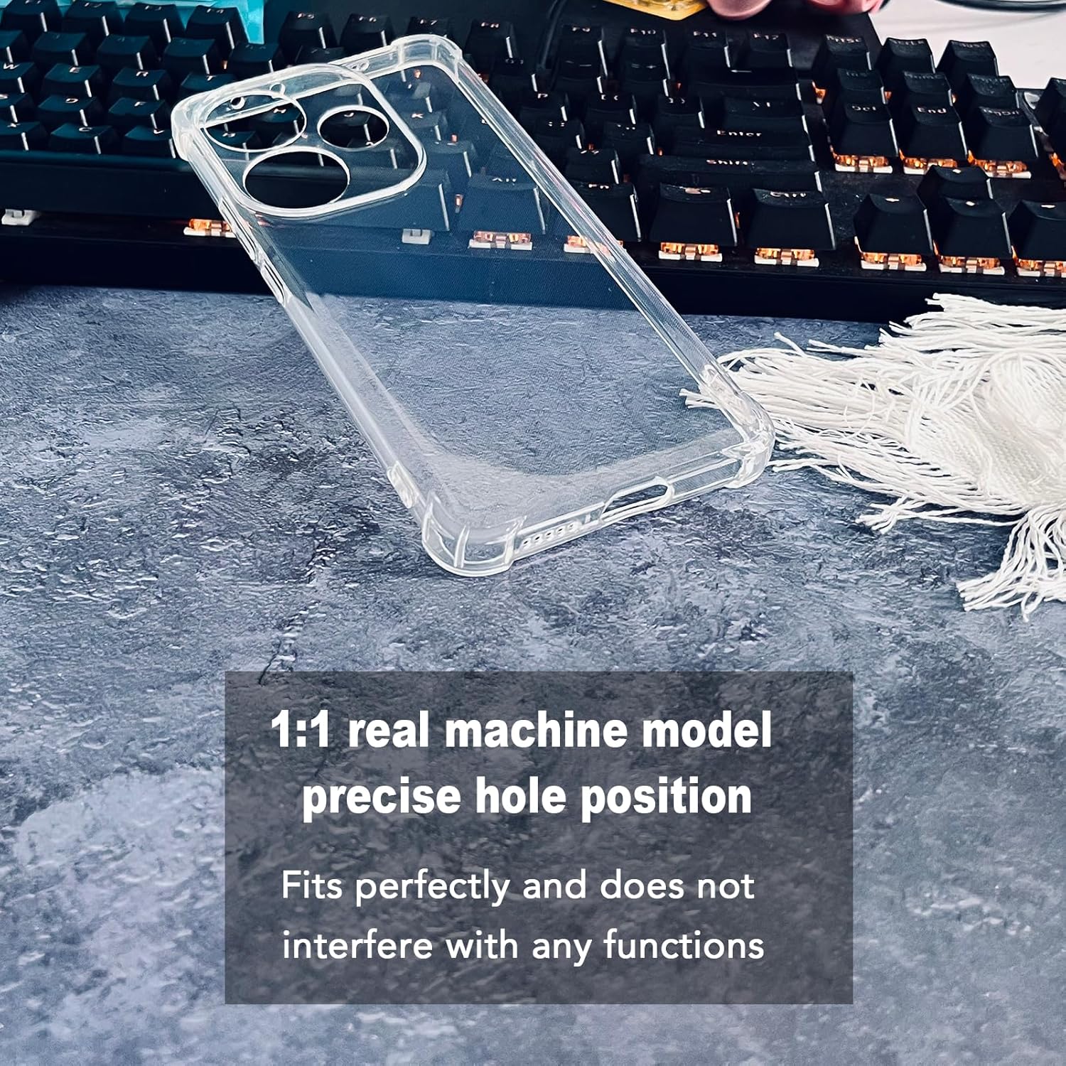 Picture of Case for Poco F6 / Redmi Turbo 3 Clear TPU Four Corners Military-Grade Protection Cover Transparent Soft funda