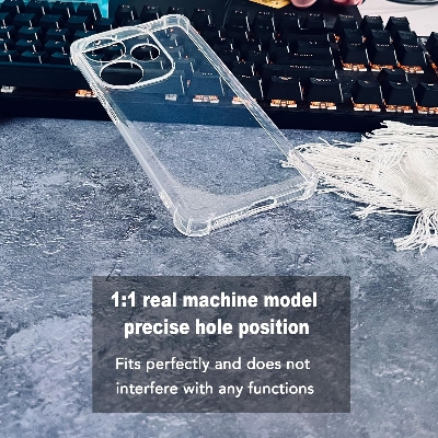 Picture of Case for Poco F6 / Redmi Turbo 3 Clear TPU Four Corners Military-Grade Protection Cover Transparent Soft funda