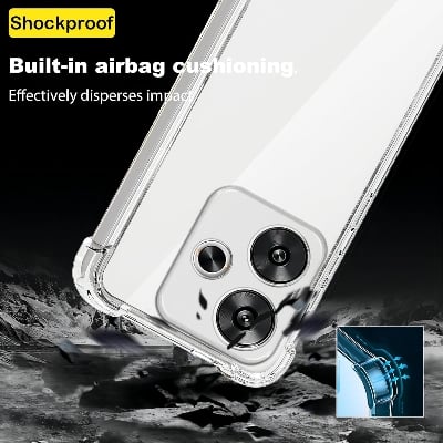 Picture of Case for Poco F6 / Redmi Turbo 3 Clear TPU Four Corners Military-Grade Protection Cover Transparent Soft funda