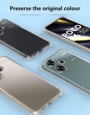 Picture of Case for Poco F6 / Redmi Turbo 3 Clear TPU Four Corners Military-Grade Protection Cover Transparent Soft funda