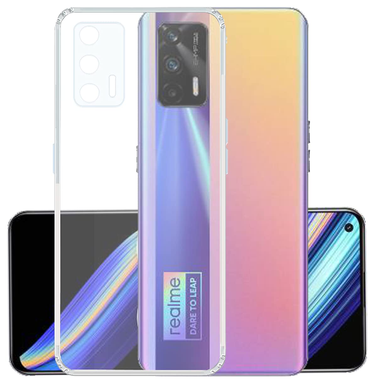 Picture of Back Cover for Realme X7 / V15 (Flexible|Silicone|Transparent|Anti Dust Plug|Camera Protection)