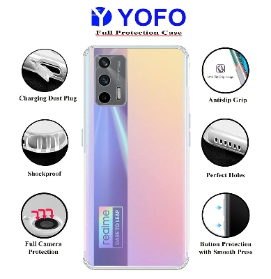 Picture of Back Cover for Realme X7 / V15 (Flexible|Silicone|Transparent|Anti Dust Plug|Camera Protection)