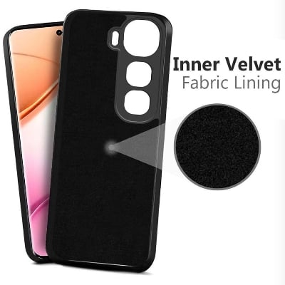 Picture of Back Cover Case for Vivo Y400 PRO 5G | Matte Soft Silicon Flexible | Camera Bump Protection | All Side Shock Proof Rubberised Back Case Cover for Vivo Y400 PRO 5G (Black)