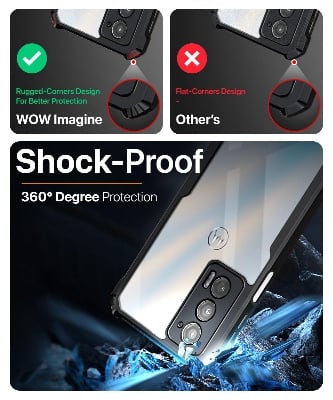 Picture of Polycarbonate 360 Degree Protection Black Border Back Cover for Motorola Moto Edge 20 - Black
