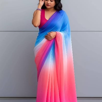 Picture of Trendy and Fashionable Georgette Digital Printed Rainbow Saree . saree with unstitched Blouse pcs for women 12 hat