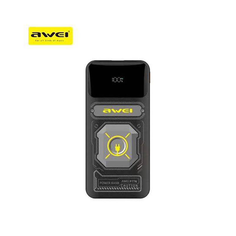 Picture of Awei Powerbank 10000mAh 22.5W P77K Integrated Cable -Black