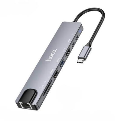 Picture of Hoco DUP09 8-in-1 Docking Hub Converter Adapter -Black