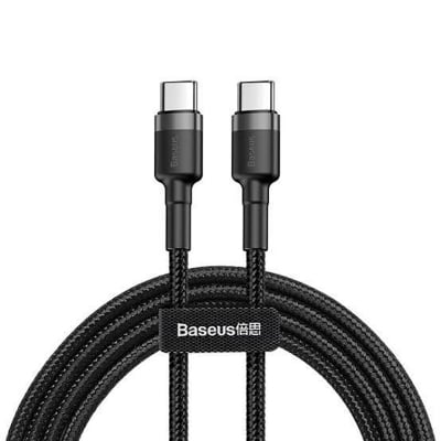 Picture of Baseus Cafule Cable Durable Nylon Braided Wire USB Type-C QC3.0 3A 1M black-grey CATKLF-BG1 -Black