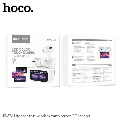 Picture of HOCO EW72 Lite Wireless Touch Screen Bluetooth Headset LED Power Display In Ear Sport Game Headphones with Charging -White