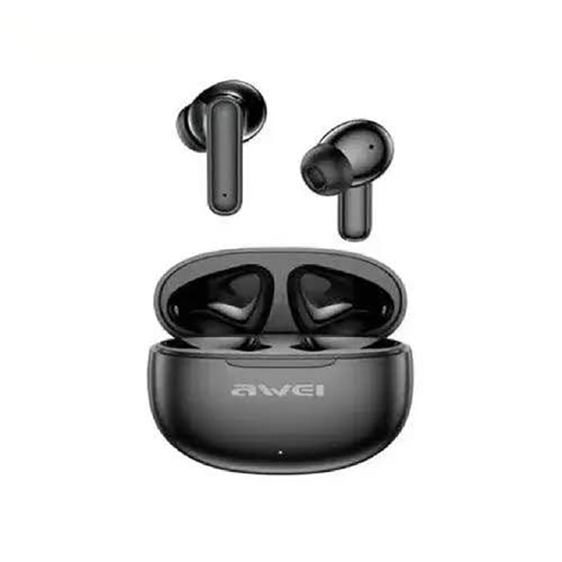Picture of Awei T71 TWS Sports Wireless Bluetooth Earbuds IPX4 Waterproof with Charging Case Smart Touch Low Latancy Game Earphone -Black