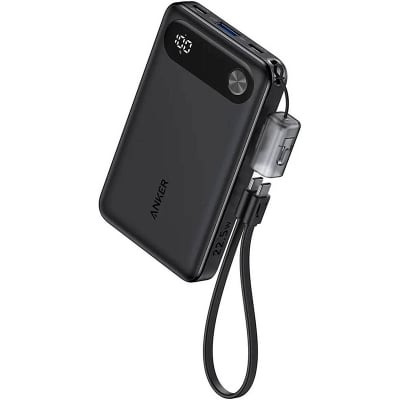 Picture of Anker Powercore Power Bank 10000mAh, 22.5W Portable Charger, USB-C To USB-C Cable, Ultra-Slim And Compact Design, Black -Black